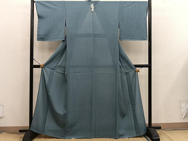 平和屋着物＊夏物　色無地　絽　柳煤竹色　正絹　逸品　BAAX8106mz