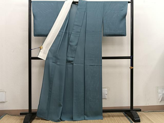平和屋着物＊夏物　色無地　絽　柳煤竹色　正絹　逸品　BAAX8106mz
