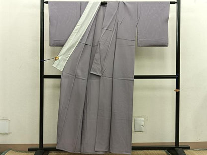 平和屋着物＊夏物　色無地　絽　銀煤竹色　正絹　逸品　BAAX8109mz