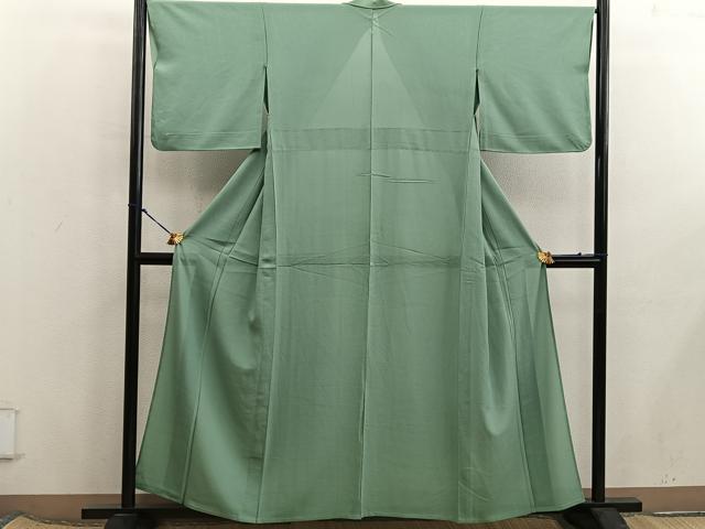 平和屋着物＊夏物　色無地　絽縮緬　柳茶色　正絹　逸品　BAAX8110mz