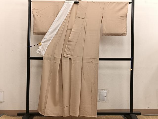 平和屋着物＊夏物　色無地　絽縮緬　飴色　正絹　逸品　未使用　BAAX8111mz