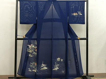 平和屋着物＊夏物　訪問着　絽　鴛鴦花文　正絹　逸品　BAAX8119mz