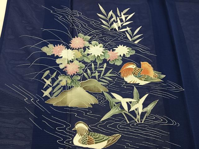 平和屋着物＊夏物　訪問着　絽　鴛鴦花文　正絹　逸品　BAAX8119mz