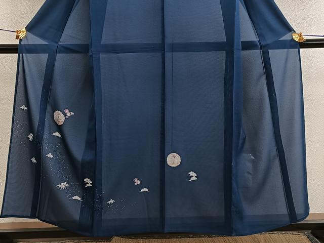 平和屋着物＊夏物　訪問着　絽　松竹梅　双鶴　銀彩　正絹　逸品　BAAX8120mz