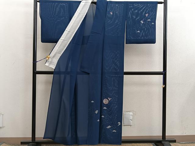 平和屋着物＊夏物　訪問着　絽　松竹梅　双鶴　銀彩　正絹　逸品　BAAX8120mz