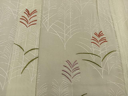 平和屋着物＊夏物　訪問着　絽　刺繍　草葉文　正絹　逸品　BAAX8122mz