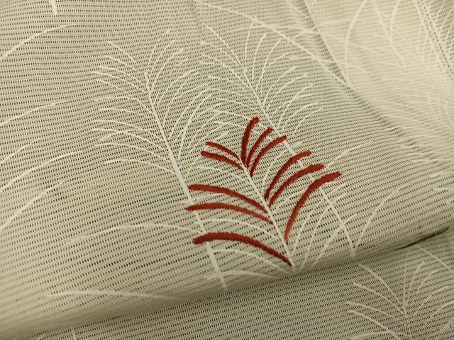 平和屋着物＊夏物　訪問着　絽　刺繍　草葉文　正絹　逸品　BAAX8122mz