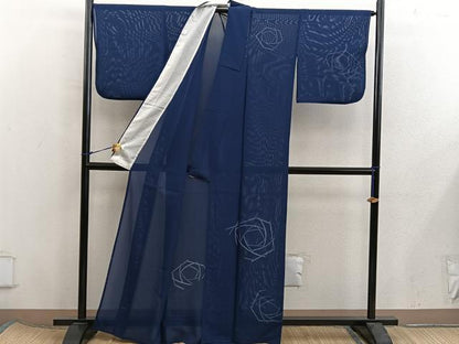 平和屋着物＊夏物　訪問着　絽　幾何学文様　正絹　逸品　BAAX8124mz