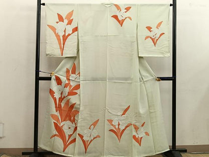 平和屋着物＊夏物　訪問着　絽　カトレア　銀彩　正絹　逸品　BAAX8126mz