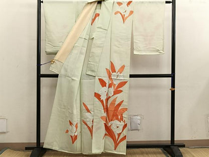 平和屋着物＊夏物　訪問着　絽　カトレア　銀彩　正絹　逸品　BAAX8126mz