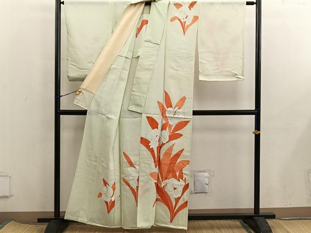 平和屋着物＊夏物　訪問着　絽　カトレア　銀彩　正絹　逸品　BAAX8126mz
