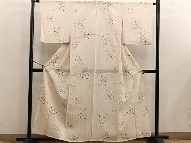 平和屋着物＊夏物　小紋　絽　草花文　正絹　逸品　BAAX8127mz