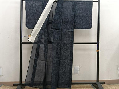 平和屋着物＊夏物　本場大島紬　夏大島　風景文　正絹　逸品　BAAX8128mz