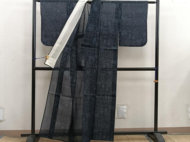 平和屋着物＊夏物　本場大島紬　夏大島　風景文　正絹　逸品　BAAX8128mz