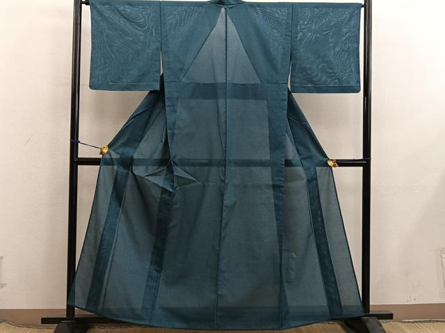 平和屋着物＊夏物　小紋　絽　墨流し文様　正絹　逸品　BAAX8130mz