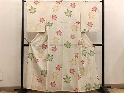 平和屋着物＊夏物　小紋　絽　楓文　正絹　逸品　BAAX8131mz
