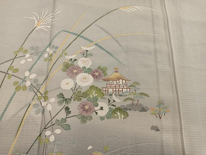 平和屋着物＊夏物　訪問着　絽　友禅　風景花文　正絹　逸品　BAAX8133mz