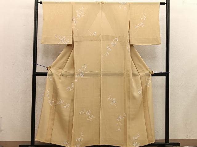 平和屋着物＊夏物　小紋　絽　枝葉文　正絹　逸品　BAAX8134mz