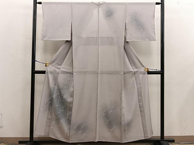 平和屋着物＊夏物　訪問着　絽　草葉文　暈し染め　正絹　逸品　BAAX8135mz