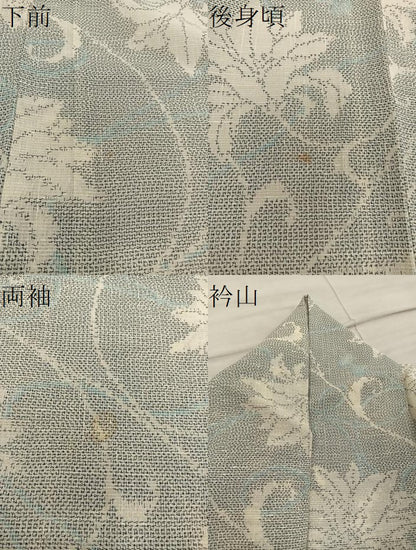 平和屋着物＊夏物　紗紬　草花文　正絹　逸品　BAAX8136mz
