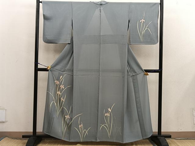 平和屋着物＊夏物　訪問着　絽　友禅　草花文　正絹　逸品　BAAX8138mz