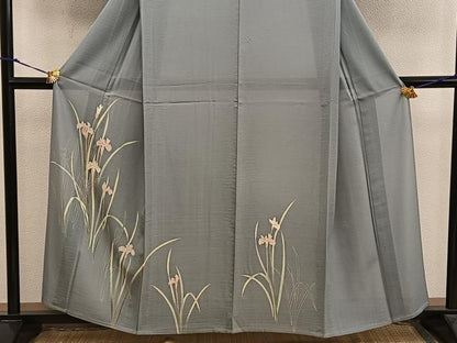 平和屋着物＊夏物　訪問着　絽　友禅　草花文　正絹　逸品　BAAX8138mz