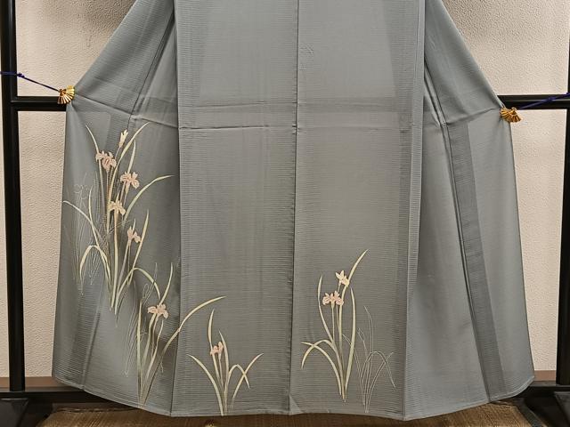 平和屋着物＊夏物　訪問着　絽　友禅　草花文　正絹　逸品　BAAX8138mz