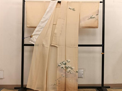 平和屋着物＊夏物　訪問着　絽　螺鈿　枝花文　暈し染め　金彩　正絹　逸品　BAAX8139mz