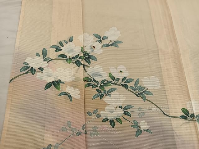 平和屋着物＊夏物　訪問着　絽　螺鈿　枝花文　暈し染め　金彩　正絹　逸品　BAAX8139mz