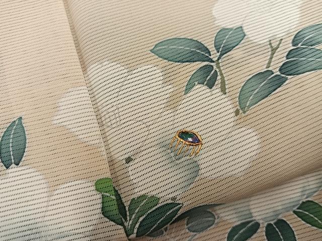 平和屋着物＊夏物　訪問着　絽　螺鈿　枝花文　暈し染め　金彩　正絹　逸品　BAAX8139mz