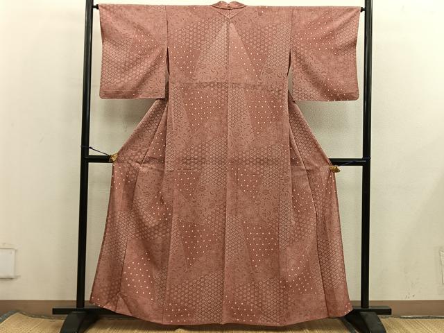 平和屋着物＊夏物　江戸小紋　絽　絞り　草花文　正絹　逸品　BAAX8142mz