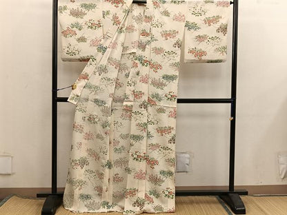 平和屋着物＊夏物　小紋　絽　草花文　金彩　正絹　逸品　BAAX8145mz