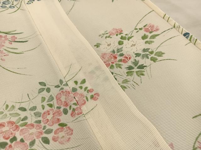平和屋着物＊夏物　小紋　絽　草花文　金彩　正絹　逸品　BAAX8145mz