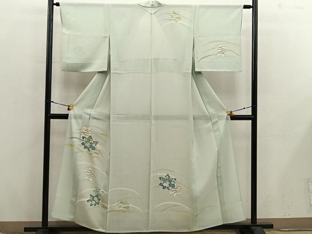平和屋着物＊夏物　訪問着　絽　草花文　銀彩　正絹　逸品　BAAX8151mz
