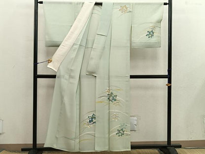 平和屋着物＊夏物　訪問着　絽　草花文　銀彩　正絹　逸品　BAAX8151mz