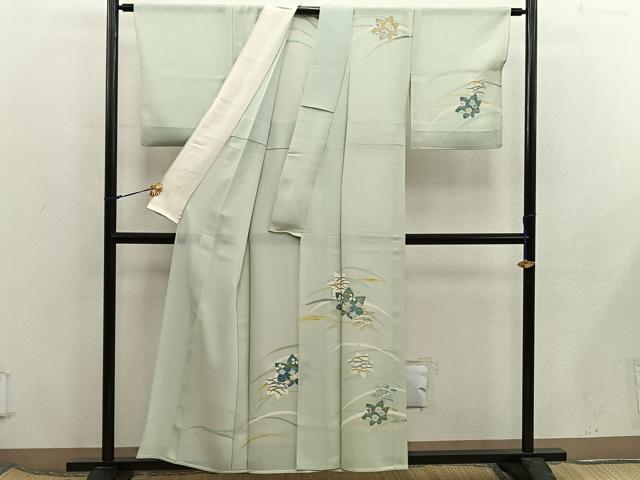 平和屋着物＊夏物　訪問着　絽　草花文　銀彩　正絹　逸品　BAAX8151mz