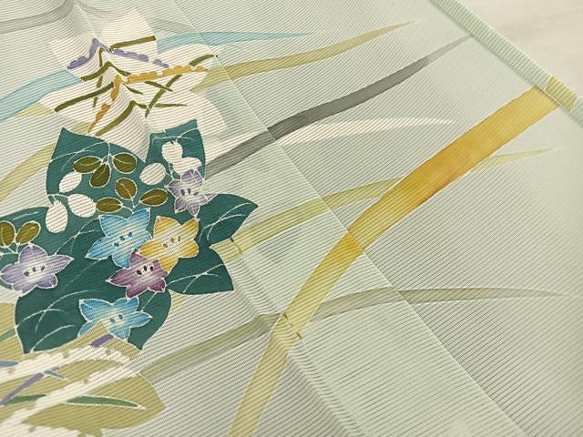 平和屋着物＊夏物　訪問着　絽　草花文　銀彩　正絹　逸品　BAAX8151mz