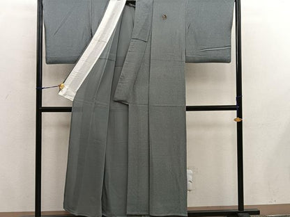 平和屋着物＊夏物　小紋　絽縮緬　幾何学文様　正絹　逸品　BAAX8152mz