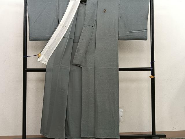 平和屋着物＊夏物　小紋　絽縮緬　幾何学文様　正絹　逸品　BAAX8152mz