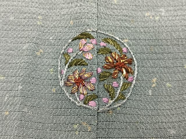 平和屋着物＊夏物　小紋　絽縮緬　幾何学文様　正絹　逸品　BAAX8152mz
