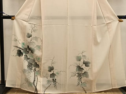 平和屋着物＊夏物　訪問着　絽　手描き　葡萄蔦の葉文　正絹　逸品　BAAX8153mz