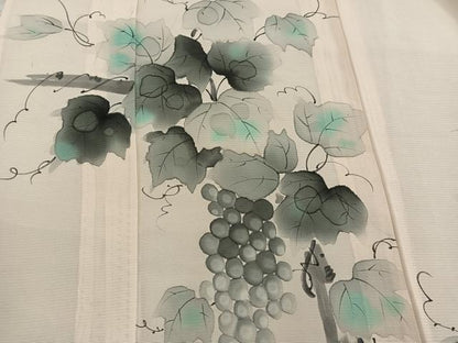 平和屋着物＊夏物　訪問着　絽　手描き　葡萄蔦の葉文　正絹　逸品　BAAX8153mz
