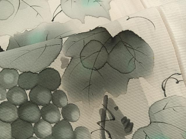 平和屋着物＊夏物　訪問着　絽　手描き　葡萄蔦の葉文　正絹　逸品　BAAX8153mz