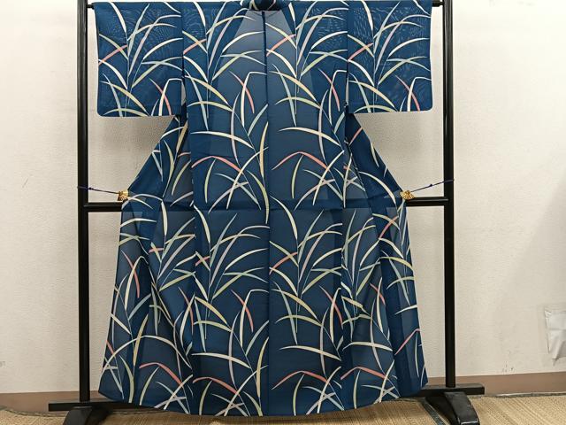 平和屋着物＊夏物　小紋　絽　草葉文　正絹　逸品　BAAX8154mz