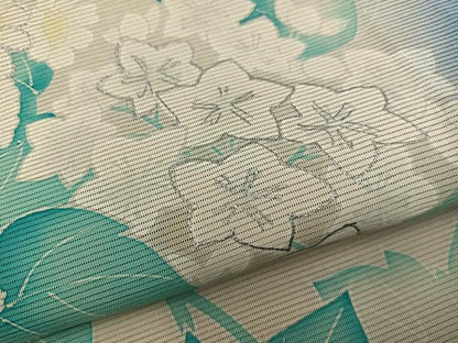 平和屋着物＊夏物　訪問着　絽　草花文　暈し染め　銀彩　正絹　逸品　BAAX8155mz