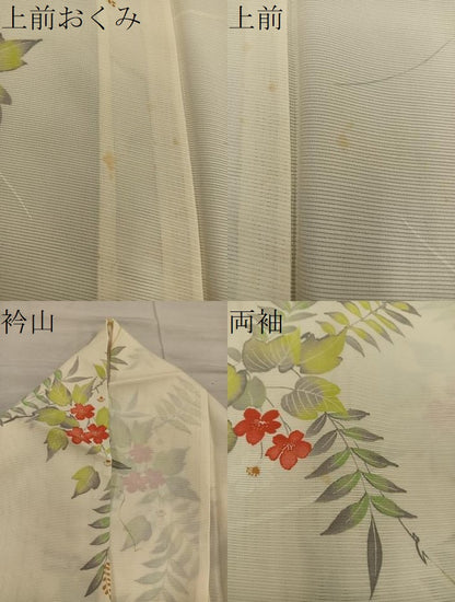 平和屋着物＊夏物　小紋　絽　枝桜文　正絹　逸品　BAAX8158mz