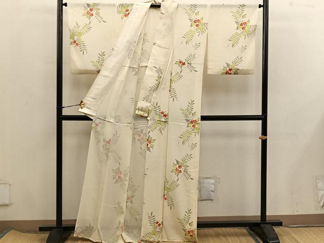 平和屋着物＊夏物　小紋　絽　枝桜文　正絹　逸品　BAAX8158mz