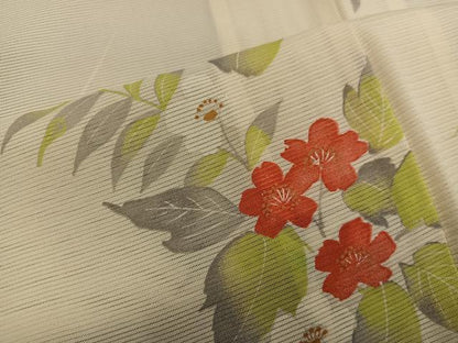 平和屋着物＊夏物　小紋　絽　枝桜文　正絹　逸品　BAAX8158mz