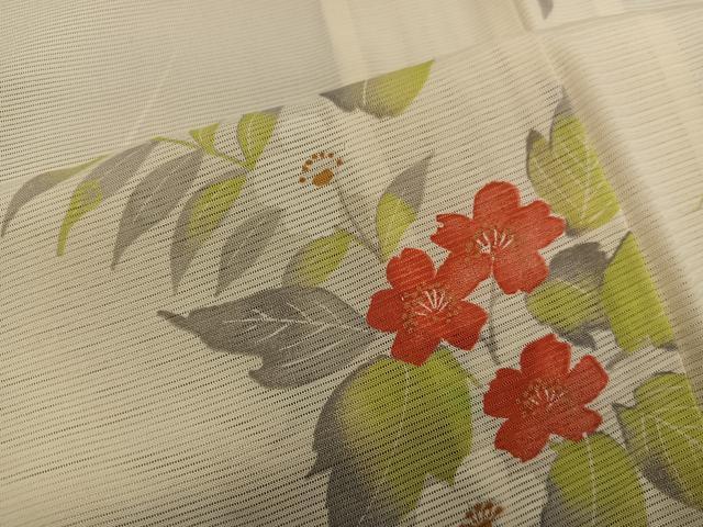 平和屋着物＊夏物　小紋　絽　枝桜文　正絹　逸品　BAAX8158mz