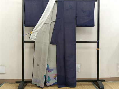 平和屋着物▽訪問着　無双　紗袷　紗×紗　作家物　舞蝶文　正絹　逸品　BAAX8160mz